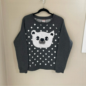 UGLY Christmas Sweater, polkadot 3D bear face, size M